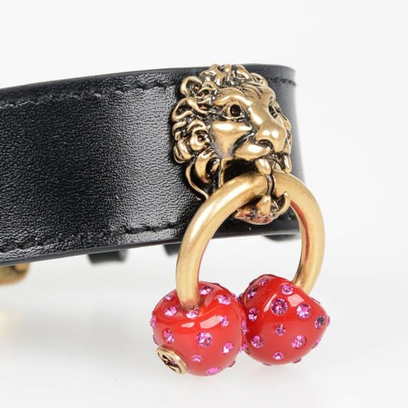 NEW Authentic GUCCI Leather and Crystals LION HEAD Bracelet - Picture 4 of 9